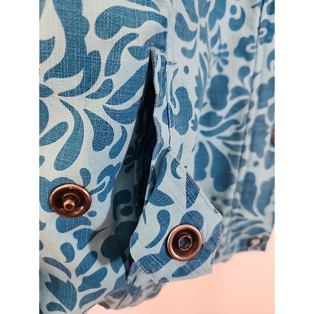 Coldwater Creek Floral‎ Jacket Long Sleeve Teal Blue Full Zip Lined Womens L - Picture 7 of 16